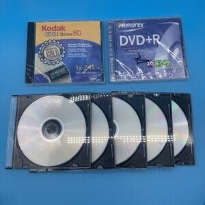 Mixed Lot CD-R: Kodak CD-R Ultima 80, 6 Memorex 4.7GB 120 Min With Cases